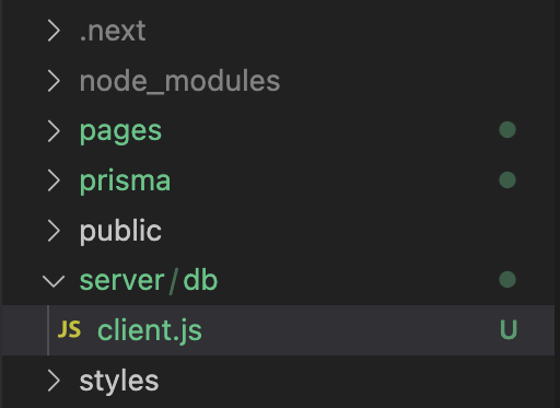 Create a new file at `/server/db/client.js`